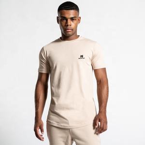 เสื้อยืดผู้ชายสีแทนด้านล่างเป็นทรงกลมเสื้อยืดผ้าฝ้าย100% ตามสั่ง - Product Image 1