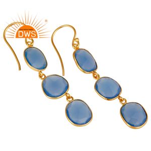 Pendiente colgante de piedras preciosas de Calcedonia azul Natural de Plata de Ley 925 para mujer, fabricante de joyas - Product Image 2