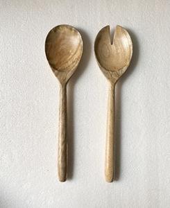 Ensemble de service à salade écologique Outils à salade personnalisés Maison Hôtel Restaurant Utilisation Salade Fruits Cuillère Fourchette Ensemble Couverts en bois - Product Image 2