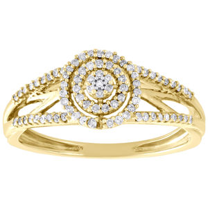 Bague en diamants réels 1,00 TCW pour femmes |   Bague en or au design halo rond, cadeau d'anniversaire, bijoux fins, élégant, luxueux, stylé - Product Image 1