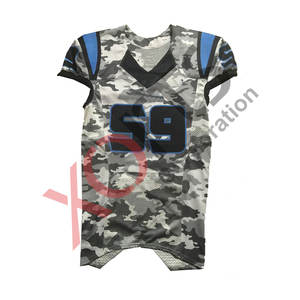 เสื้อเจอร์ซีย์ฟุตบอลอเมริกันพิมพ์ลายพรางเสื้อระบายอากาศมีขนาดพิเศษปักลายปะติดผ้า rexin สีเงิน - Product Image 3