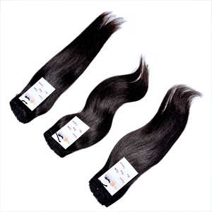 Muestra al por mayor de tejido de cabello humano indio crudo, precio de fábrica pelo de templo indio crudo, paquetes de cabello peruano virgen indio crudo - Product Image 3