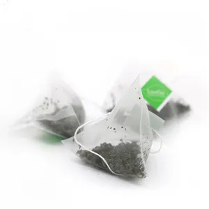 Toptan biyobozunur üçgen çay poşeti mısır fiber küçük çay paketleme poşetleri PLA örgü boş çay poşetleri