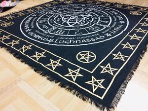 Altar <b>Cloth</b> Beautiful Tarot Spread Cotton Pegan Wheel Handmade 18-Inch <b>Black</b> Gold Square Pentagram By Indian Consigners - Product Image 5