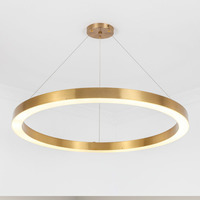 Led anneau de cuivre lustre pour salon pendentif lumière