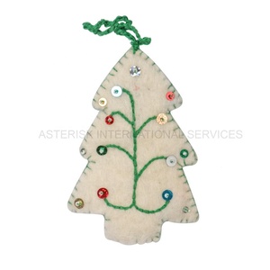 Christmas Felt Ivory Hanging Tree Ornaments Set Of 2 X-Mas Tree Decor Gift Wall Hangings <b>Wool</b> Felt Accessories <b>Craft</b> Supplies - Product Image 3