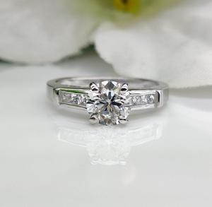 1 Carat Round Cut Moissanite Solitaire Engagement Ring 925 <b>Sterling</b> <b>Silver</b> with 18K Gold Accents VVS Clarity for <b>Wedding</b> Parties - Product Image 1