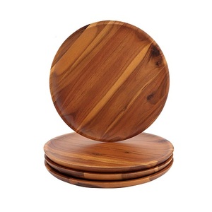 Plaque de chargeur en bois de conception classique de forme ronde de qualité supérieure servant sous une assiette pour l'utilisation d'événements de fête de mariage - Product Image 4