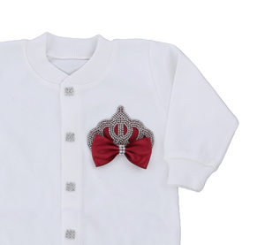 ชุดรอมเปอร์ผ้าฝ้าย100% 3ชิ้นสำหรับเด็กผู้หญิงสไตล์โมเดิร์นเบอร์กันดีฤดูใบไม้ผลิขายส่ง - Product Image 5