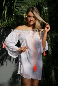 Phụ Nữ Mùa Hè Ăn Mặc 2026 Bãi Biển Hippie Boho Thiết Kế Chia Tay Áo Tua Mini Ăn Mặc Thiết Kế Phương Tây Mùa Hè Bãi Biển Bìa up Áo - Product Image 6