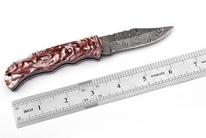 Couteau de poche pliant en acier Damas personnalisé manche en résine, nom et logo personnalisés, qualité supérieure pour la chasse, le camping, cadeau idéal - Product Image 4