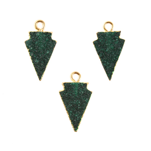 ดรูซี่ตัวเชื่อมต่อประกันตัวแบบเดี่ยวสีเขียวธรรมชาติหรูหราจี้ขอบชุบทองด้วยไฟฟ้าส่วนประกอบของดีไซน์เนอร์พลอย - Product Image 4