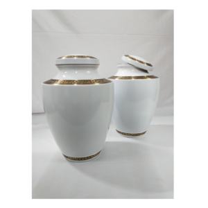 Urnes de crémation en métal et souvenirs avec urnes de décoration funéraire à bande sculptée dorée brillante - Product Image 6