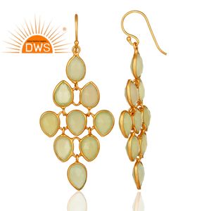 Pendientes de Plata de Ley 925 de Alta Calidad con Calcedonia Verde Natural para Mujer, Fabricante de Joyería - Product Image 3