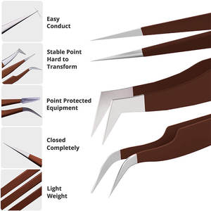 Kit de Pinzas para Pestañas Reutilizables de Acero Inoxidable con Etiqueta Privada Personalizada, Punta Dentada de 10 mm de Longitud - Product Image 5