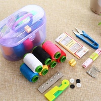 Mini Portable voyage main pratique point manuel artisanat Kit pour adultes enfants Machine à coudre Kits boîte ciseaux fil règle boutons