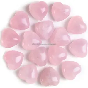 Wholesale Crystal Natural Rose Quartz Puffy Heart For Home Decoration chakra crystals healing For Massage