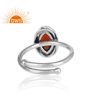 Bague ajustable pour fille, anneau en argent Sterling 925, pierre précieuse rouge naturelle, vente en gros, bijoux - Product Image 4
