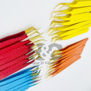 Pinzas de Diseño Nuevo, Pinzas Planas de Mink Personalizadas con Logotipo en Acero Inoxidable Rojo para Extensiones de Pestañas, Diseño de Punta Inclinada - Product Image 4