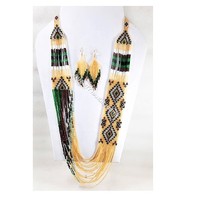 Collier ethnique tendance en verre soufflé artisanal de qualité, perles multicolores, chaîne à maillons en V, idéal pour les fêtes et mariages, cadeau parfait