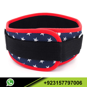 Cinturón de levantamiento de pesas para hombre y mujer, cinturón de levantamiento de pesas de 6 pulgadas, soporte de espalda para entrenamiento, Color azul con borde rojo para gimnasio - Product Image 3