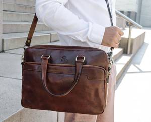 Trendy Full Grain Leather <b>Briefcase</b> for Men, Shoulder Bag, Top Handle Bag, Leather 13" Laptop Bag - Product Image 1