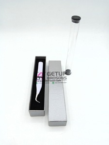 Profesional nuevo recubrimiento de polvo blanco curvo Punta de plata agarre de diamante belleza Acero inoxidable antiestático 10mm pinzas para pestañas - Product Image 3