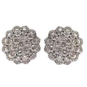 Boucles d'oreilles à grappe de fleurs, en or Rose, en diamant naturel, massif 18k, cadeau pour mères, nouvelle collection - Product Image 1