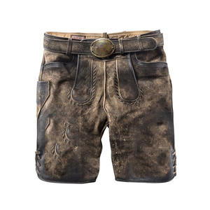 Shorts Lederhosen traditionnels bavarois à motif uni, taille mi-haute, coupe-vent, en cuir de cerf imprimé numériquement, fabriqués au Pakistan - Product Image 1