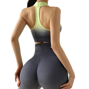 Traje de Yoga de 2 piezas, camisetas deportivas, Top corto, Leggings sin costuras, conjunto deportivo, ropa de gimnasio, conjunto de entrenamiento de Fitness - Product Image 4