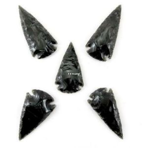 Pointes de flèches en obsidienne noire de 2 pouces de meilleure qualité, vente en gros de pointes de flèches de bonne qualité achetées auprès de F S CRYSTAL - Product Image 1