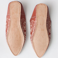 Babouches Paléo Chic Marocaines en Cuir Terre Cuite pour Femme, Légères, Anti-Odeur, Résistantes, Printemps-Été-Automne, Intérieur/Extérieur