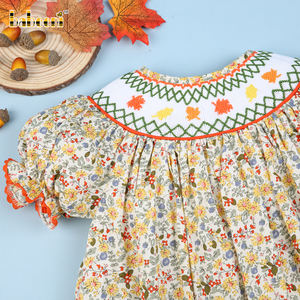 Vestido Floral con bordado geométrico y cuello fruncido, BB1656 - Product Image 3