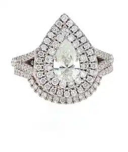 Pear shape natural diamond Ring 10k White gold - 8.5 ggrams of gold weight with 1.76 carats of diamonds weight