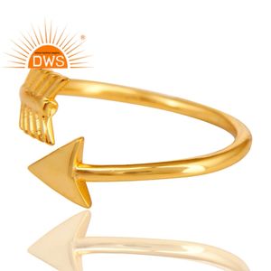 Flèche Conception 14k Or Jaune Plaqué 925 Bague En Argent Sterling Designer Anneaux Bijoux En Gros - Product Image 2