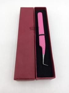 Pince à épiler pour extension de cils avec revêtement en poudre rose à 90 degrés, outils de beauté en acier inoxydable avec logo personnalisé vente en gros - Product Image 2