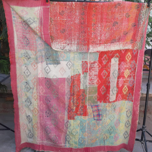 High Quality Cotton Vintage Kantha <b>Throw</b> With Handmade Embroidery & Patch Work Design Dhurries Home Furnishing, Garment Redesign - Product Image 5