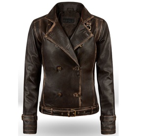 Veste de motard de Moto pour femmes, nouveau Design classique 2021 peau d'agneau véritable, brun foncé, toutes les couleurs - Product Image 1