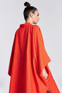 Nueva llegada verano playa desgaste mujer suelta Maxi algodón vestido hasta el tobillo Kaftan Floral botón decoración manga larga dulce - Product Image 3