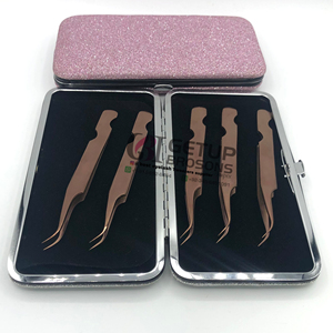 แหนบต่อขนตาพลาสม่าแบบโค้งสีโรสโกลด์อุปกรณ์เสริมความงามปรับแต่งโลโก้ได้ตามต้องการ - Product Image 1