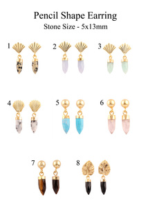 Boucles d'oreilles pendantes en agate bleue naturelle vintage de Bohème faites à la main en plaqué or pour - Product Image 2