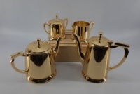 Set Kopi & Teh Rumah kustom terbaru berlapis perak dengan tutup dekoratif kuningan tinggi dibuat dari logam