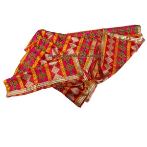 Indian Punjabi Traditional Multi Color Mirror Phulkari Dupatta for Women - Product Image 2