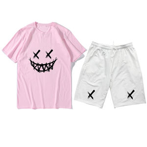 Conjunto de camiseta y pantalón corto de dos piezas para hombre y mujer, traje de algodón 100% personalizado, pantalones cortos para el sudor, unisex, alta calidad, precio barato - Product Image 2