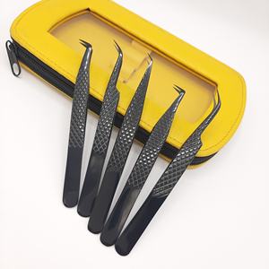 Ensemble de pinces à cils noir plasma Superbe assurance qualité Pince à épiler d'extension de cils diamantée avec différents points inclinés - Product Image 1