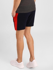 Shorts pour hommes, couleur marine et rouge, avec bande latérale, cordon de serrage à la taille, décontractés, athlétiques, pour l'entraînement - Product Image 6
