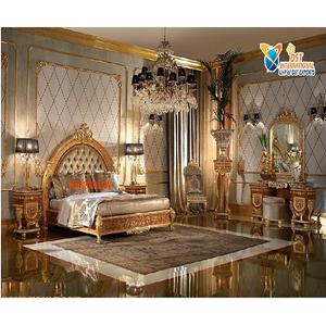 Conjunto de muebles de dormitorio italianos de oro blanco real, juego de dormitorio de Reina elegante para habitación principal, conjunto de dormitorio chapado en oro de lujo - Product Image 1