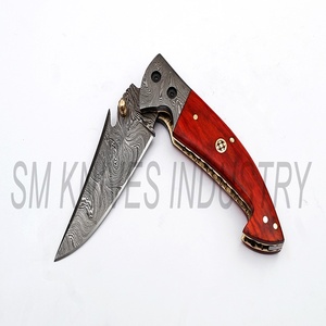 Couteau Damas fait main avec manche en bois coloré, magnifique couteau pliant à verrouillage Liner Lock (smk1277) - Product Image 4