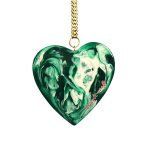 Adornos de Navidad de resina acrílica hechos a mano, corazón de mármol y vidrio plano verde, adornos de Navidad - Product Image 1
