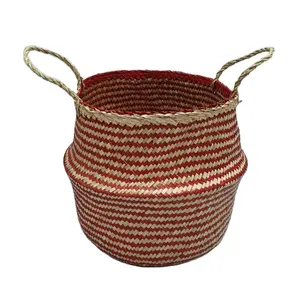 Производство плетеной круглой корзины из водорослей ручной работы, плетеная корзина из красной водоросли, сумки из Вьетнама